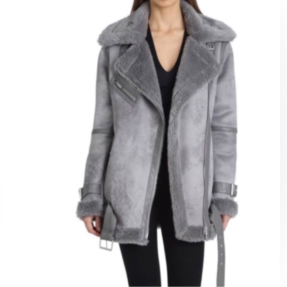Women's Gray Shearling Jacket - Avec Les Filles